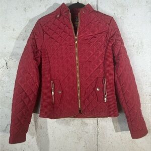 Quilted Red Jacket with Gold Accents